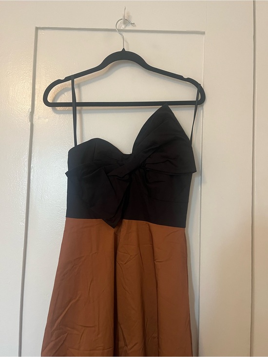 Anthropologie Dresses & Skirts - NEVER WORN- Anthropologie Black and Brown Strapless Midi Dress with Front Bow